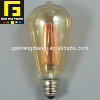 6W ST64 E27 led bulb dimmable led filament bulb